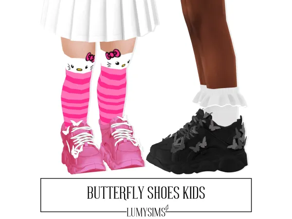 Alpha BUTTERFLY SHOES KIDS - The Sims 4 Custom Content