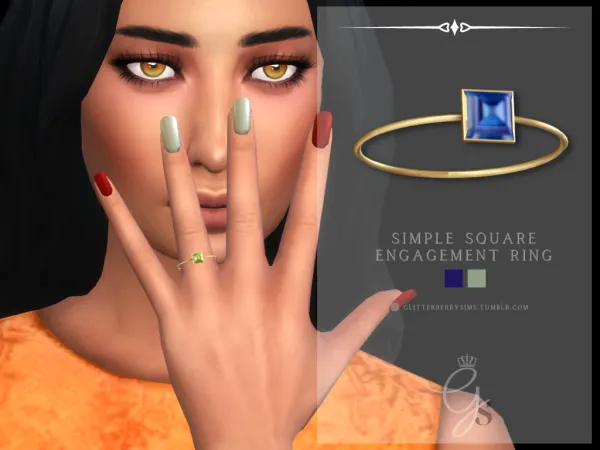 Mix Simple Square Engagement Ring by simsfinds - The Sims 4 Custom Content