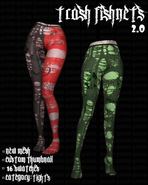 Alpha trash fishnets 2.0 by simsfinds - The Sims 4 custom content