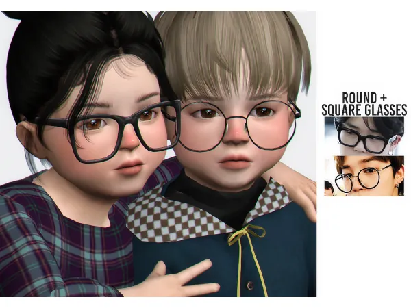 Mix round square glasses (reupload) by simsfinds - The Sims 4 Custom Content