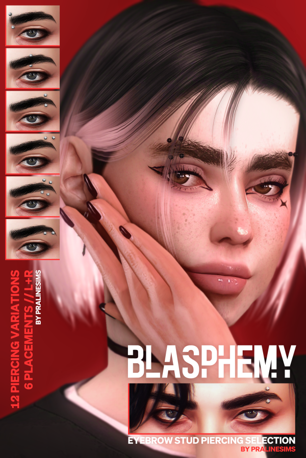 Mix BLASPHEMY Eyebrow Stud Piercing Selection by simsfinds - The Sims 4 Custom Content
