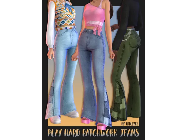 Play Hard Patchwork Jeans by Trillyke