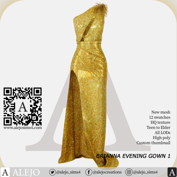 Alpha Brianna Evening Gown 1 by simsfinds - The Sims 4 Custom Content