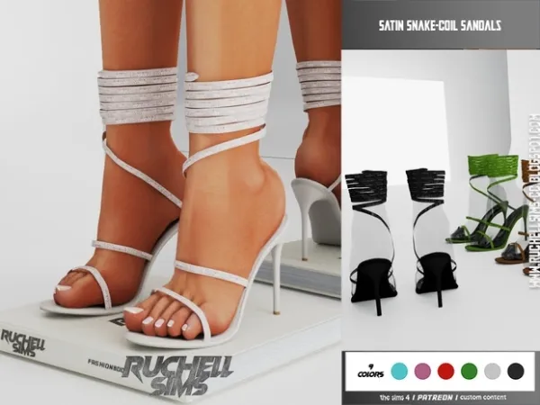 Alpha SATIN SNAKE COIL SANDALS free by ruchellsims - The Sims 4 Custom Content
