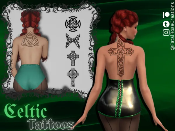 Mix Celtic Back Tattoos by fatalrosecreations - The Sims 4 Custom Content
