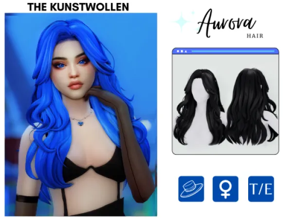 Maxis Match [THE_KUNSTWOLLEN] Aurora hair - The Sims 4 Custom Content