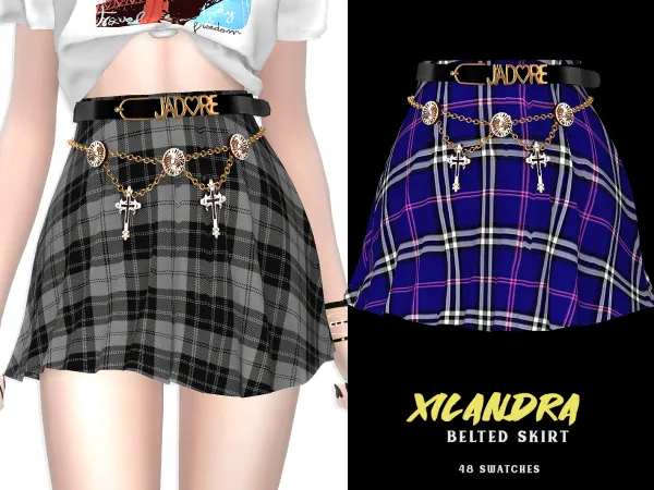 Alpha Xilandra Belted Skirt - The Sims 4 Custom Content