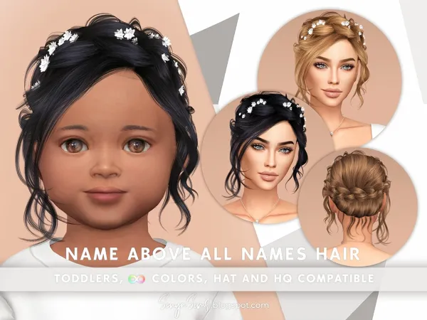 Alpha Name Above All Names Hair Toddler vVersion by simsfinds - The Sims 4 Custom Content