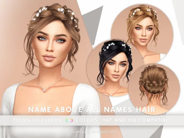 Alpha Name Above All Names Hair by sonyasims - The Sims 4 Custom Content