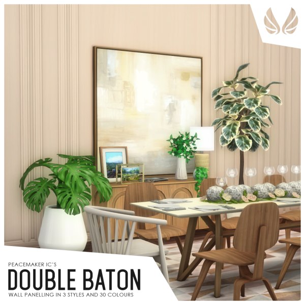Maxis Match Double Baton Panelling by simsfinds - The Sims 4 Custom Content