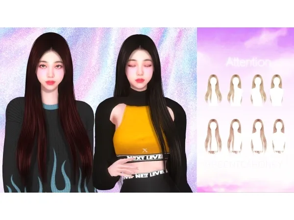 Alpha Attention Hairstyle by GreenteaHoney - The Sims 4 Custom Content