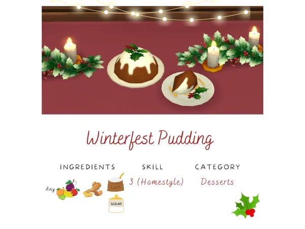 Maxis Match Winterfest Pudding by TianaSims - The Sims 4 Custom Content
