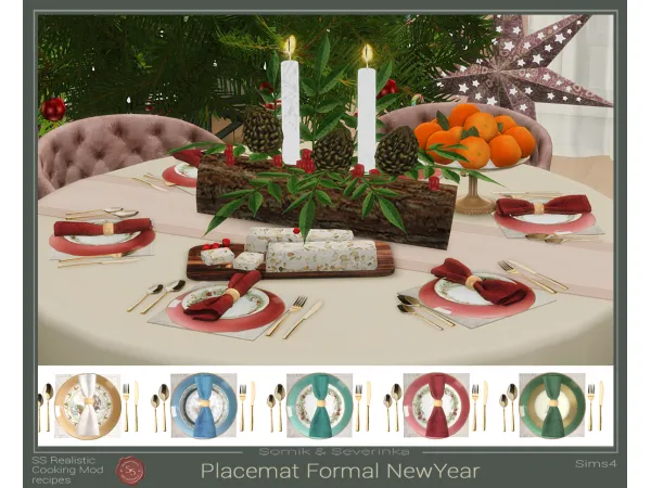 Alpha New Year's Table Setting by Somik and Severinka - The Sims 4 Custom Content