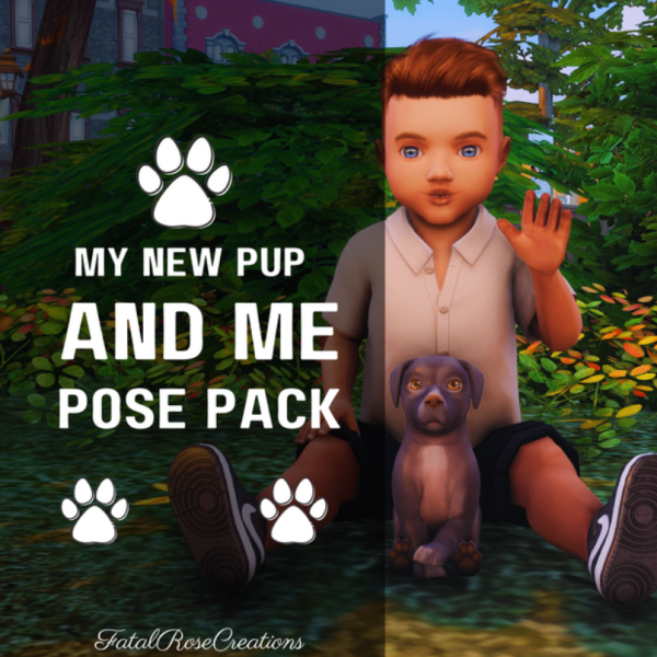 Mix My New Pup and Me Pose Pack by fatalrosecreations - The Sims 4 Custom Content
