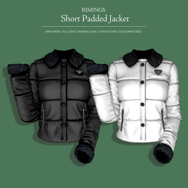 Alpha [RIMINGS] Short Padded Jacket by simsfinds - The Sims 4 Custom Content