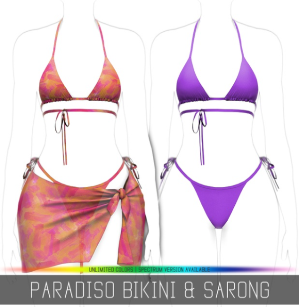 Alpha PARADISO BIKINI SARONG by simsfinds - The Sims 4 Custom Content