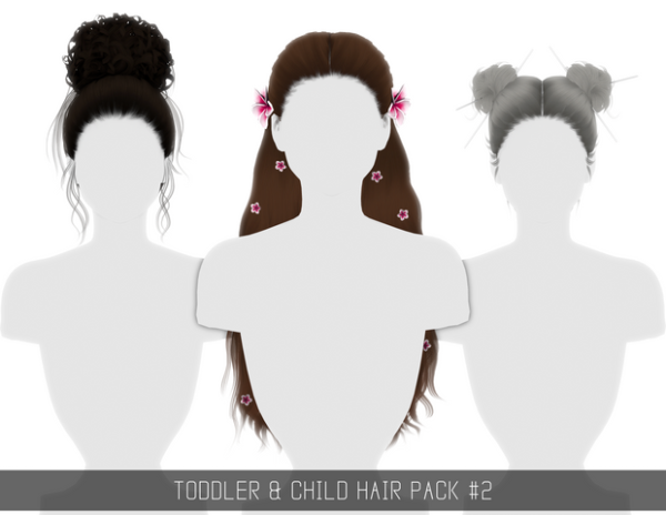 Alpha TODDLER CHILD HAIR PACK 2 ZELLA PLUMERIA SAYA by simsfinds - The Sims 4 Custom Content