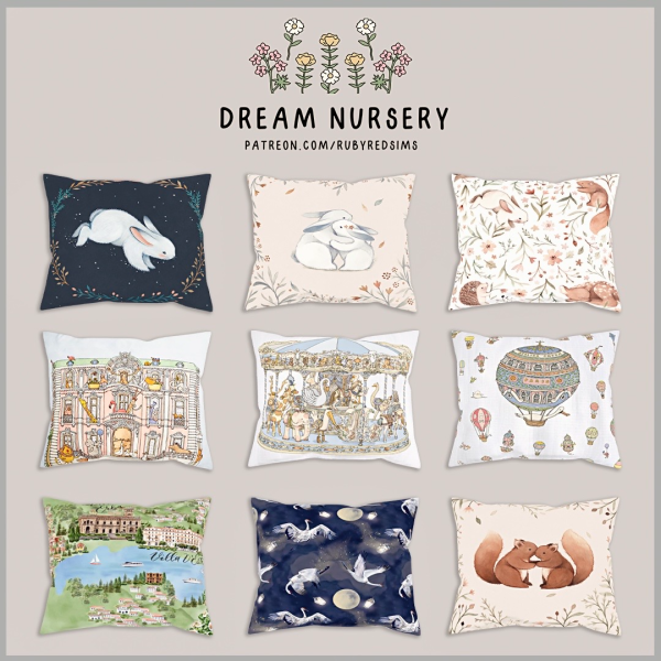 Mix Dream Nursery Pillow Download [Free] by simsfinds - The Sims 4 Custom Content