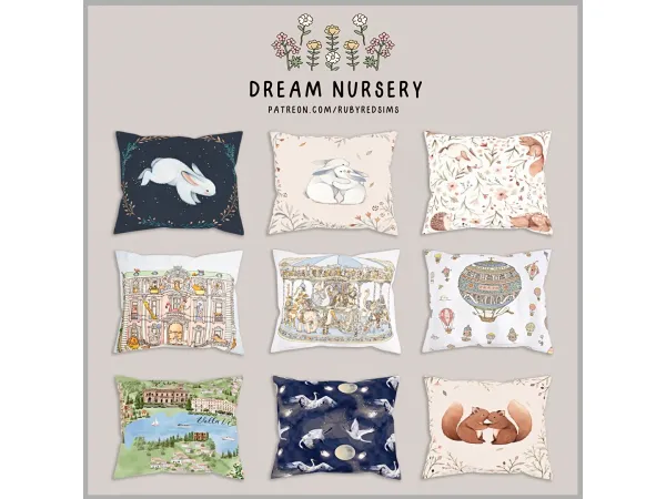 Mix Dream Nursery Pillow Download [Free] by Ruby Red - The Sims 4 Custom Content