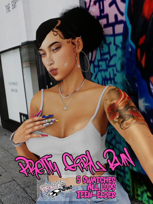 Alpha Pretty Girl Bun by simsfinds - The Sims 4 Custom Content