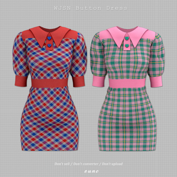 Alpha WJSN button dress by euno - The Sims 4 Custom Content