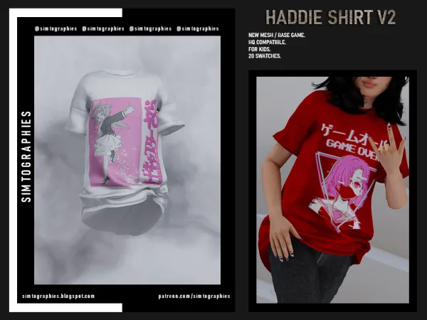 Alpha Haddie Shirt V2 by simtographies - The Sims 4 custom content