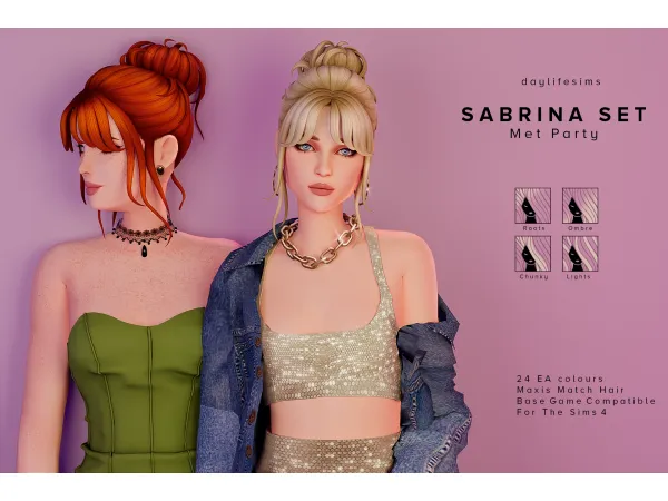 Maxis Match SABRINA HAIR SET Met Party by simsfinds - The Sims 4 Custom Content