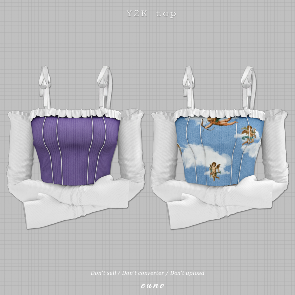 Alpha Y2K top by euno - The Sims 4 Custom Content