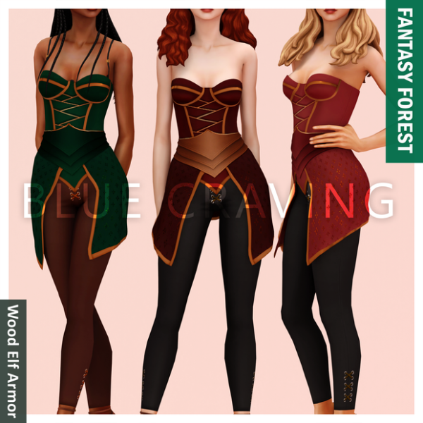 Alpha Blue Craving Wood Elf Armor by bluecraving - The Sims 4 Custom Content