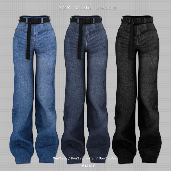 Alpha Y2K Wide Jeans by euno - The Sims 4 Custom Content