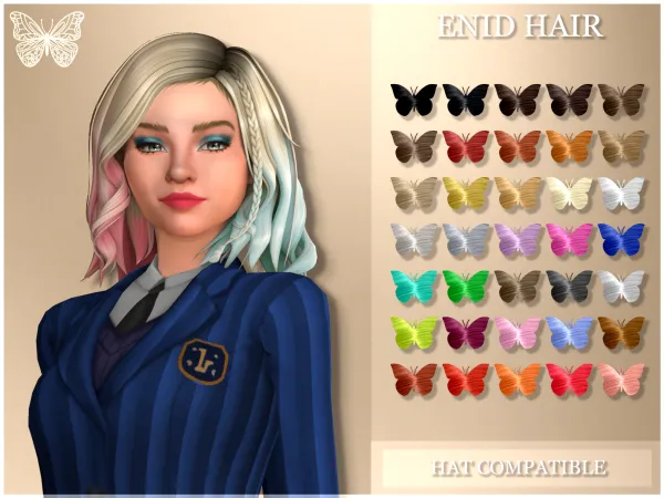Maxis Match ENID HAIR by mirroreddreamscc - The Sims 4 Custom Content