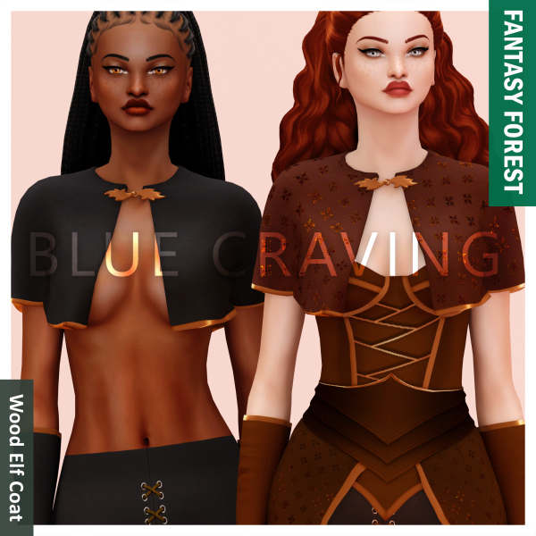 Mix Blue Craving Wood Elf Coat by bluecraving - The Sims 4 Custom Content