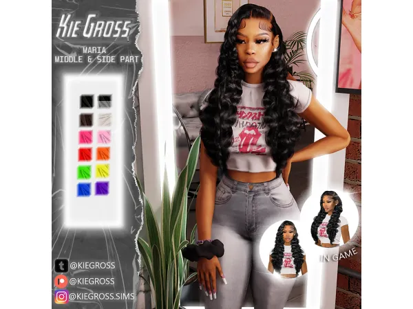 Alpha Maria middle side part - The Sims 4 Custom Content
