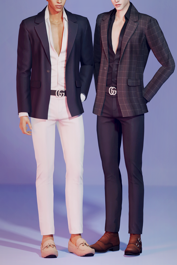 Alpha [KK] Unbuttoned shirt with jacket by simsfinds - The Sims 4 Custom Content