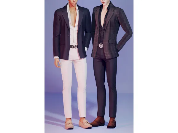 Alpha [KK] Unbuttoned shirt with jacket by KK's creation - The Sims 4 Custom Content