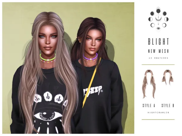 Alpha nightcrawler blight hair by nightcrawler - The Sims 4 Custom Content