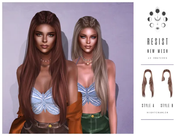 Alpha nightcrawler resist hair - The Sims 4 Custom Content