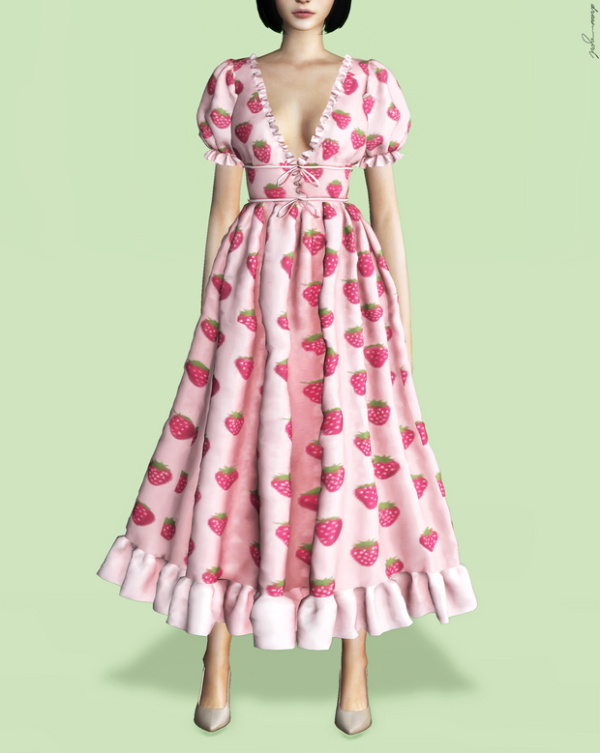 Alpha Fruity Dress by simsfinds - The Sims 4 Custom Content