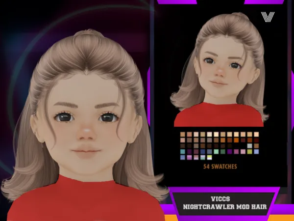 Alpha VICCS_NIGHTCRAWLER MOD HAIR (TODDLER VERSION) by viccs - The Sims 4 Custom Content