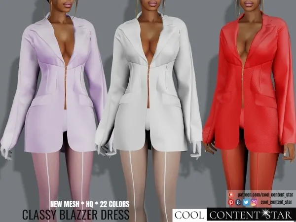 Alpha Blazer Dress cool_content_star by cool_content_star - The Sims 4 Custom Content