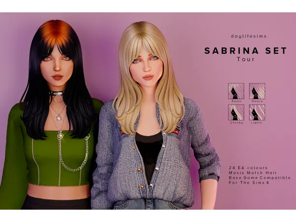 Maxis Match SABRINA HAIR SET Tour by Daylife Sims - The Sims 4 Custom Content