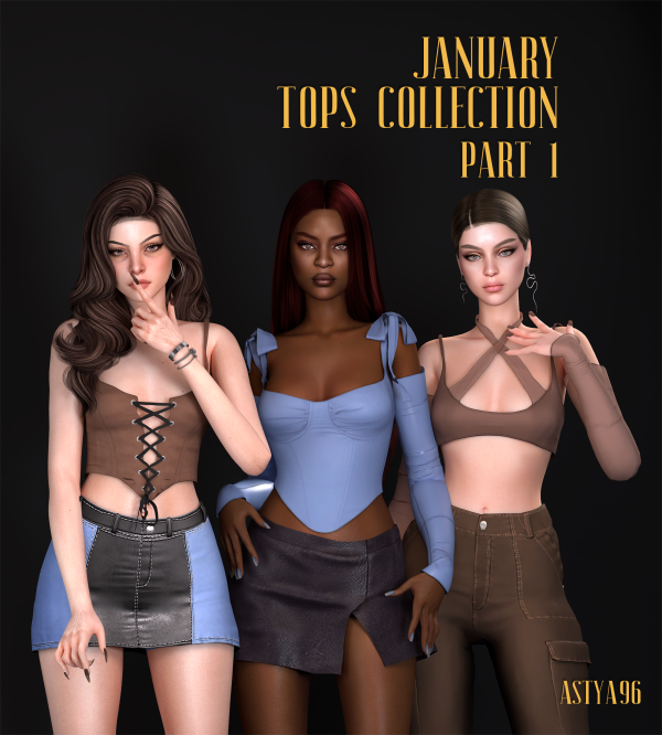 Alpha January Tops Collection 2023 Part 1 by simsfinds - The Sims 4 Custom Content
