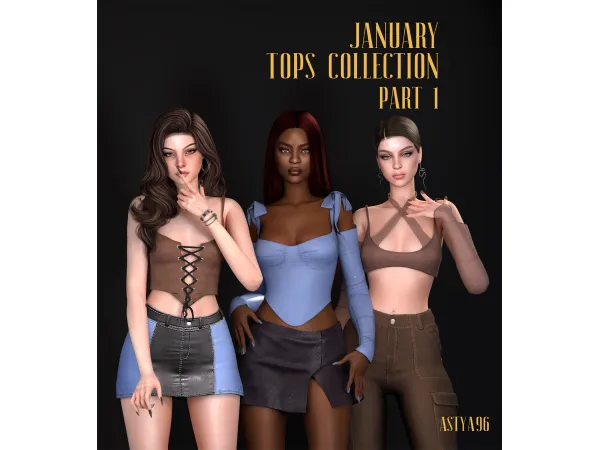Alpha January Tops Collection 2023 Part 1 by astya96 - The Sims 4 Custom Content