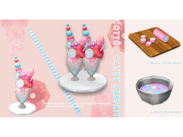 Maxis Match January 2023 Recipe_Cotton Candy Parfait by ONI - The Sims 4 Custom Content