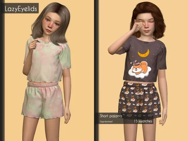 Alpha Short pajama by lazyeyelids - The Sims 4 Custom Content