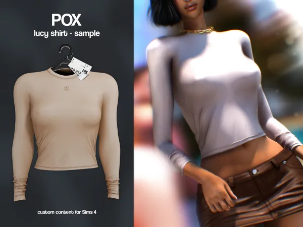 Alpha POX Lucy Shirt (Sample) by bergdorfsims - The Sims 4 Custom Content