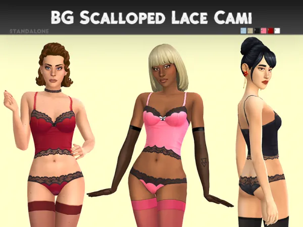 Maxis Match Basegame Scalloped Lace Cami by Uncanny Valley - The Sims 4 Custom Content