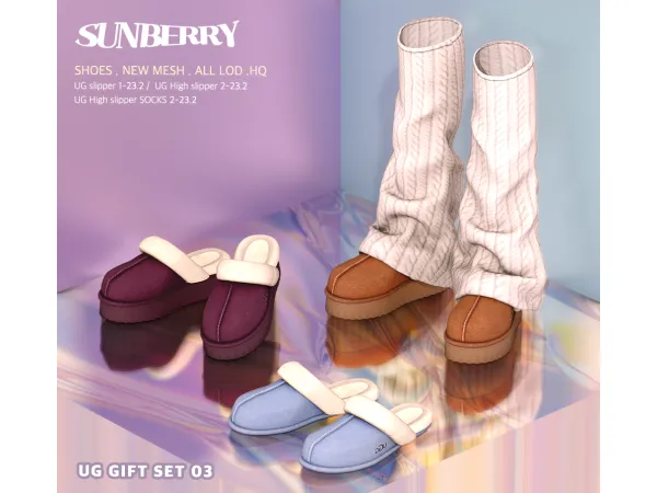 Alpha [SUNBERRY]UG slipper 3SET 232 (Early access) by SUNBERRY - The Sims 4 Custom Content