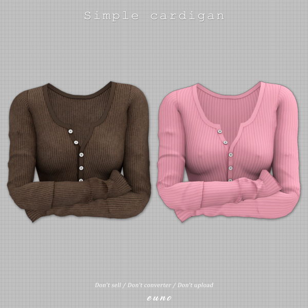 Alpha Simple cardigan by euno - The Sims 4 Custom Content