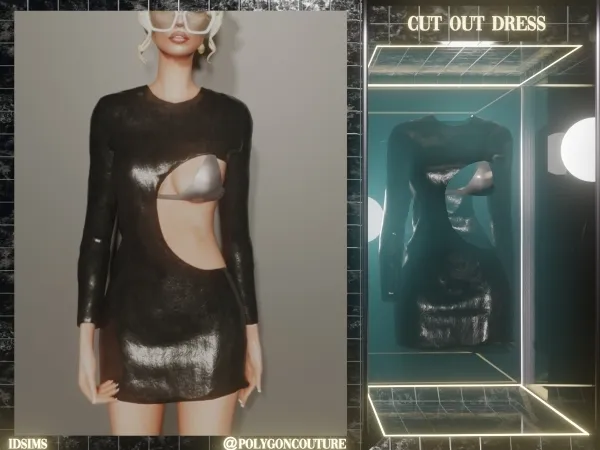 Alpha cut out dress by polygoncouture - The Sims 4 Custom Content